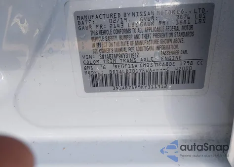 2019 Nissan Sentra Sv from USA, damaged, VIN 3N1AB7AP9KY311912